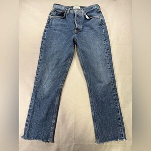 Agolde Riley Crop Jeans with Raw Hem